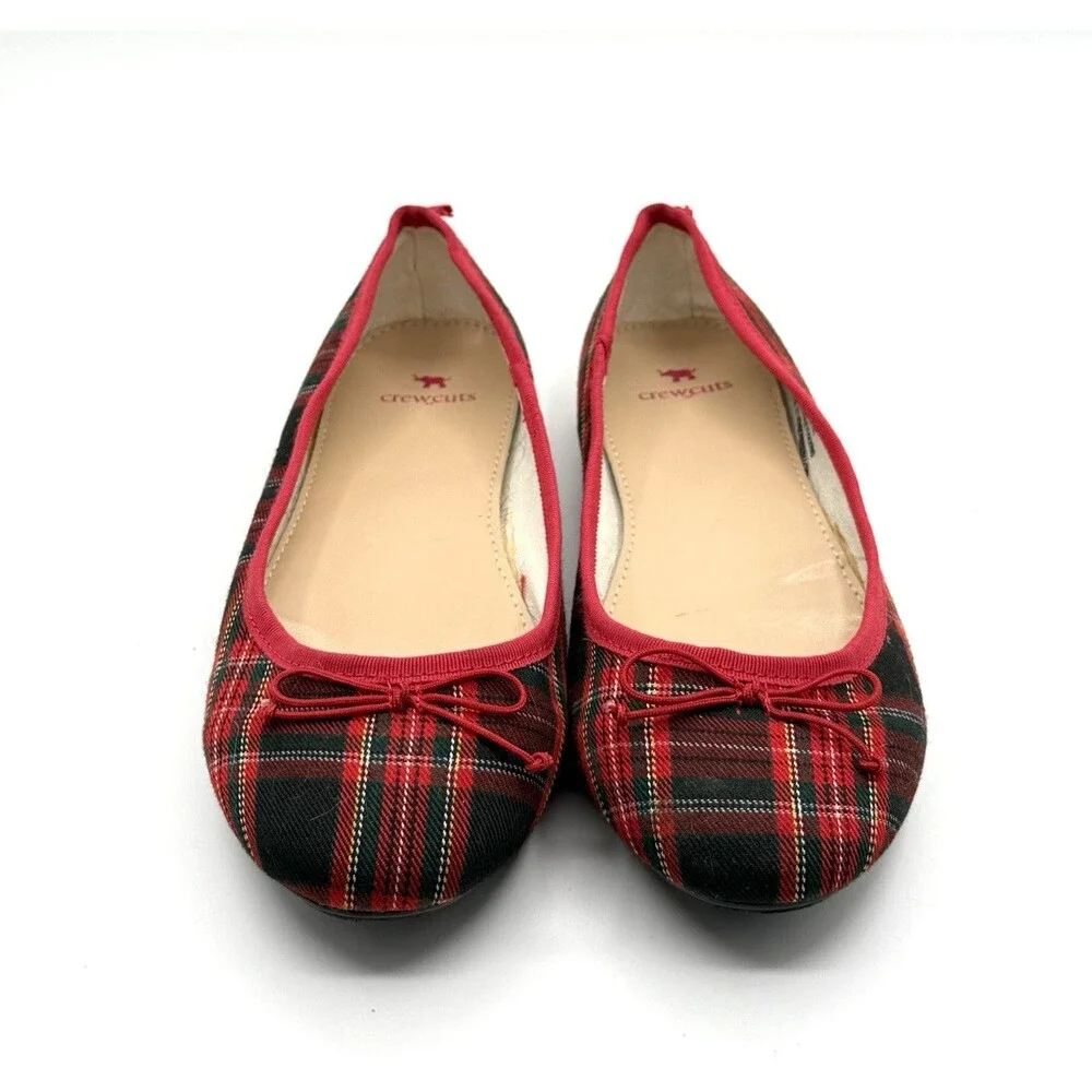 Crewcuts J. Crew kids‎ tartan Holiday Plaid Flats Girls Sz 5 5Y Christmas